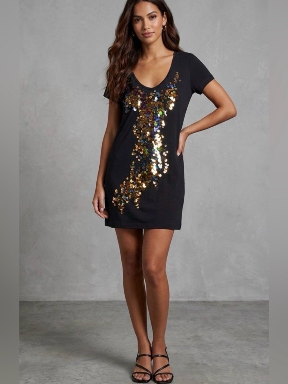 Barbara Bui Black Mini Dress with Palette Cascade